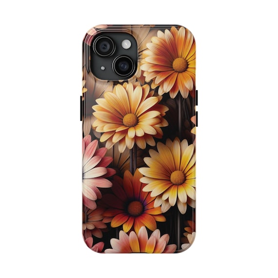 Vibrant Daisy Phone Case in Orange, Yellow, and Pink - Compatible with Apple iPhone and Samsung Galaxy