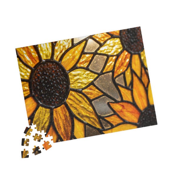 Stained Glass Sunflowers Puzzle | Jigsaw 110-520 Pieces