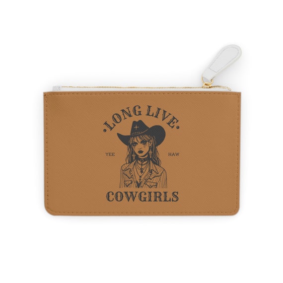 Western Chic Mini Clutch Bag with 'Long Live Cow Girls' Graphic