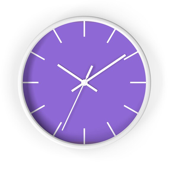 Modern Purple Wood Wall Clock - Silent Minimalist Timepiece for Home & Office Decor