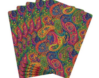 Baraja de cartas de póker con estampado paisley psicodélico / Dorso vibrante, as ornamentado
