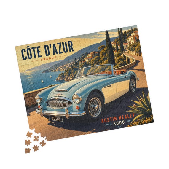 Côte d'Azur Austin Healey Vintage Car Puzzle | 520 Piece Jigsaw