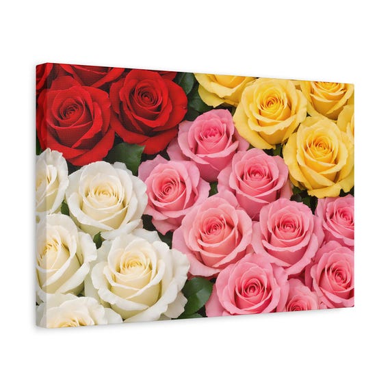 Multicolor Rose Bouquet Canvas Print | Matte Floral Wall Art, Ready to Hang