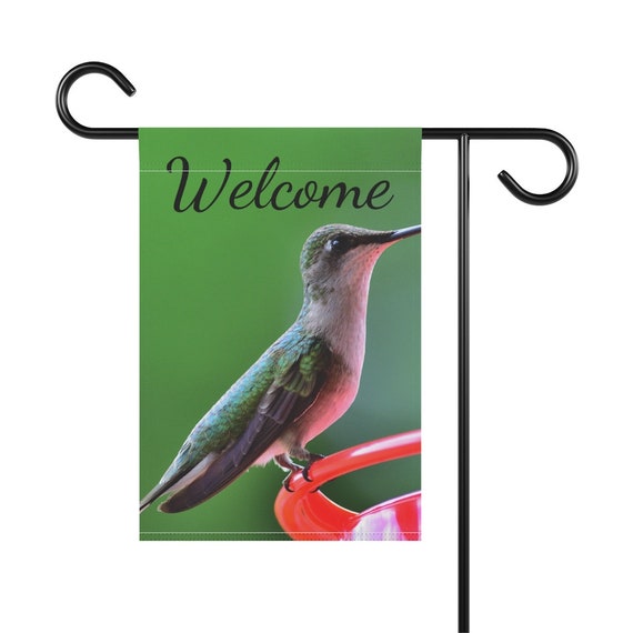 Vibrant Hummingbird Garden Flag: Outdoor Welcome Sign for Yard Decor, Porch, and Home Entrance