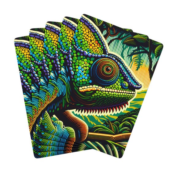 Chameleon Custom Playing Cards: Colorful Artistic Deck Set for Gaming & Collecting