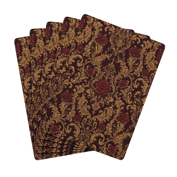 Ornate Rose Damask Poker Cards – Gothic Style Deck (52 Cards + Jokers)