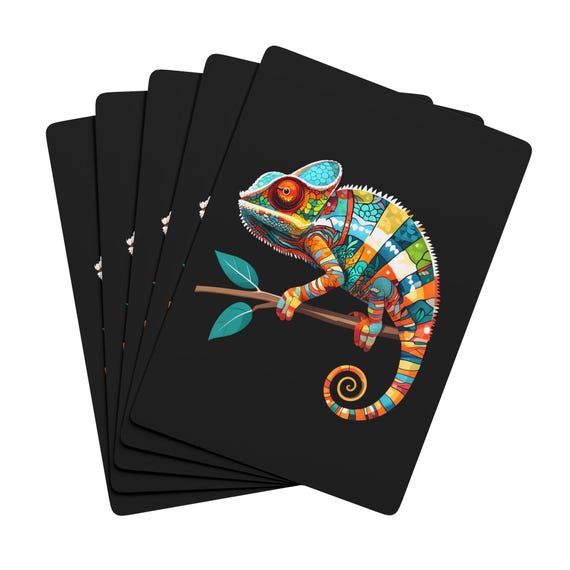 Chameleon Playing Cards Set, Unique Poker Cards, Colorful Card Game Gift, Fun Tabletop Game, Perfect for Gamers, Collectors