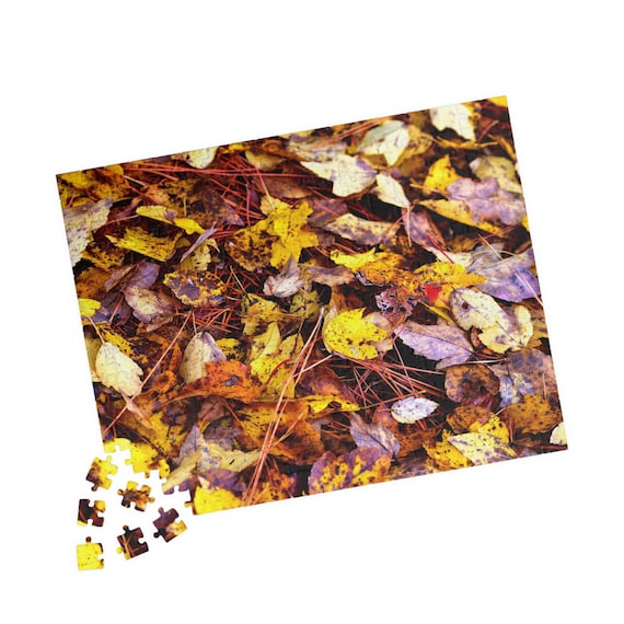 Autumn Leaves Jigsaw Puzzle – Fall Nature Photography, Cozy Indoor Activity, USA Made
