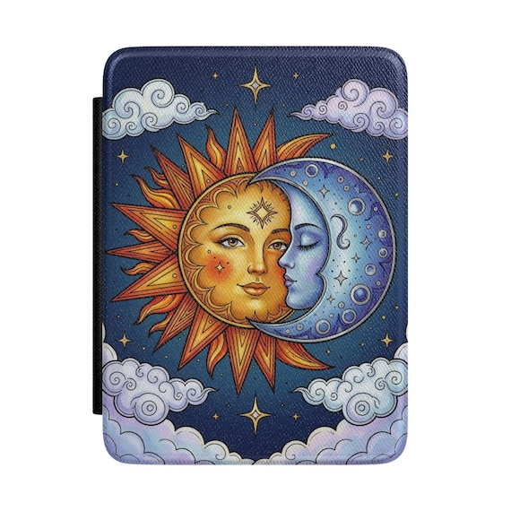 Sun and Moon Kindle Case | Celestial Galaxy Cover for E-Reader | Boho Witchy Astrology Gift