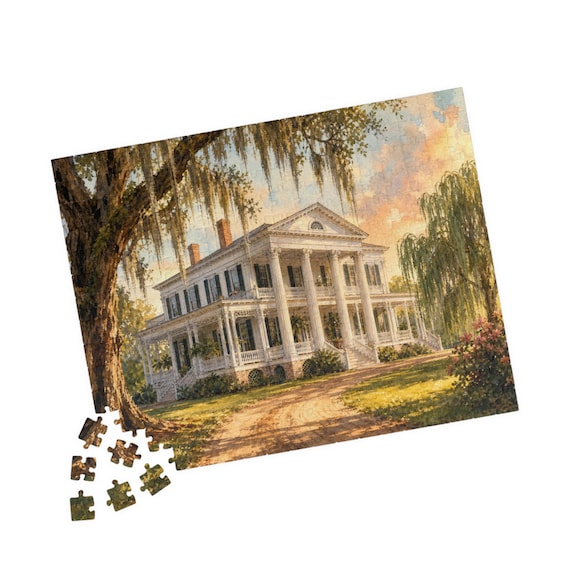 Southern Plantation Mansion Jigsaw Puzzle - 110-520 Piece Historic House Scenery, Family Activity Gift