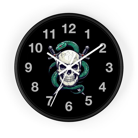 Skull & Snake Wall Clock: Edgy Gothic Home Decor