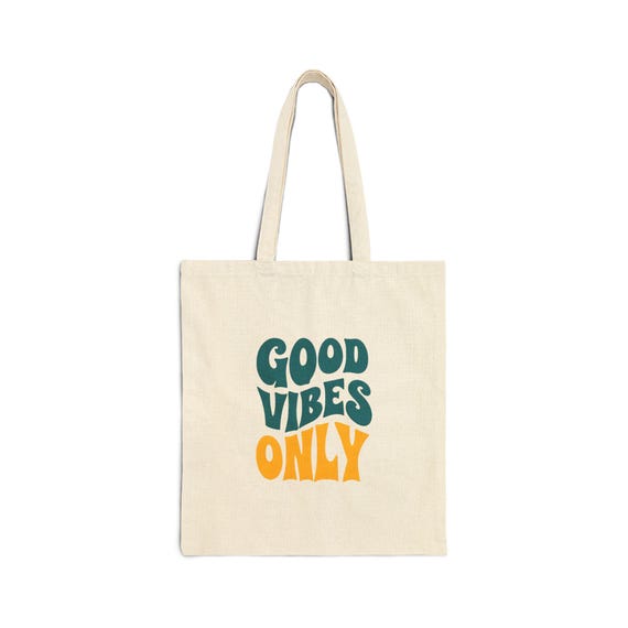 Good Vibes Only Cotton Canvas Tote Bag: Eco-friendly Beach