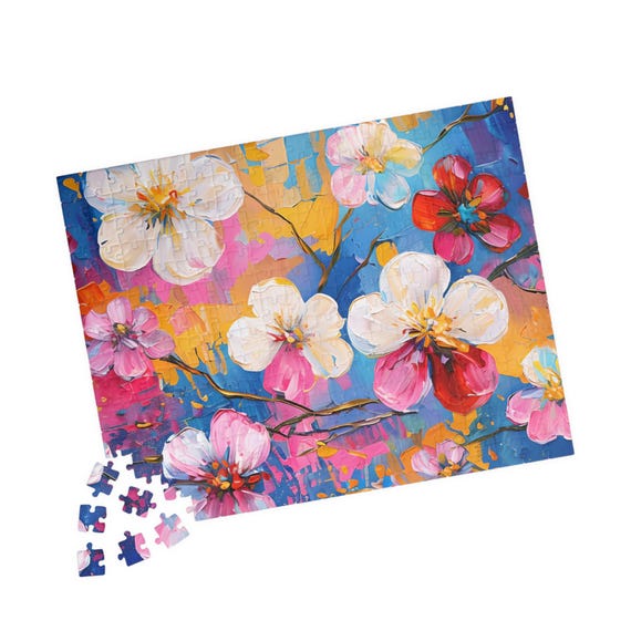 Vibrant Floral Art Jigsaw Puzzle – Colorful Flower Design, Relaxation Gift