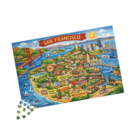 San Francisco Map Puzzle 1014-piece | City Landmark Jigsaw | Family Fun