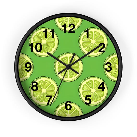 Lime Slice Wall Clock - 10" Round Vibrant Citrus Kitchen Decor, Fruit Themed Modern Art