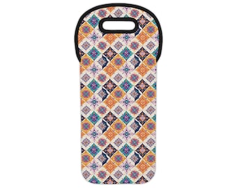 Wijntas met kleurrijke bloemen: neopreen koeltas, essentieel voor picknickfeest