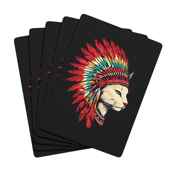 Vintage Cat Warrior Playing Cards: Unique Ace of Spades Design
