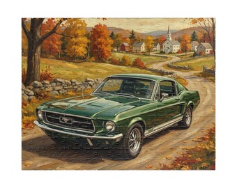 Green Classic 1968 Ford Mustang Car Puzzle 110-520 Piece | Fall