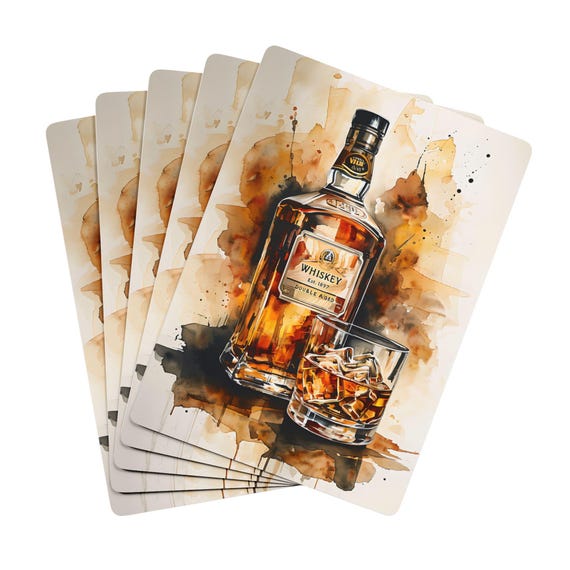 Whiskey Bottle and Glass Custom Playing Cards