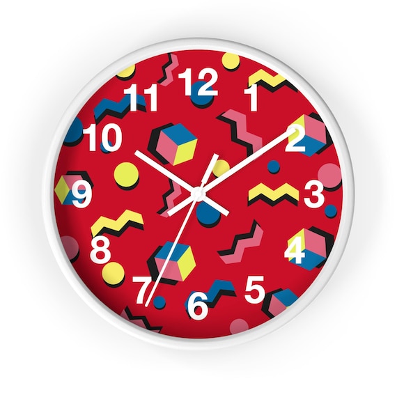 Geometric Wall Clock: Modern Wood Frame, Plexiglass Face - 10" x 10"