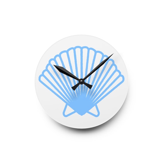 Coastal Shell Acrylic Wall Clock, Nautical Home Decor, Beach House Decor, Unique Gift for Ocean Lovers, Shell Design Wall Art