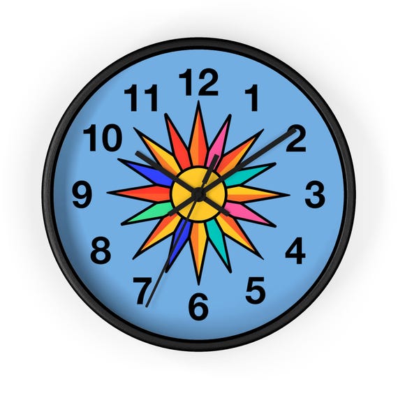 Vibrant Starburst Wall Clock: Modern Timepiece for Cheerful Home Decor, Unique Office Gift