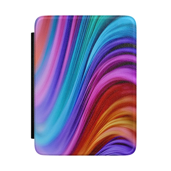 Abstract Rainbow Swirl Kindle Case | Colorful Wave Pattern Cover