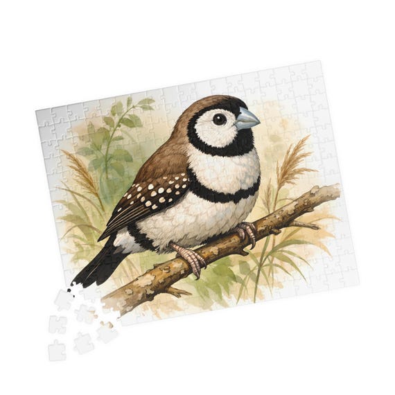 Owl Finch Bird Illustration Jigsaw Puzzle | Nature Art 110, 252, 520 Pieces