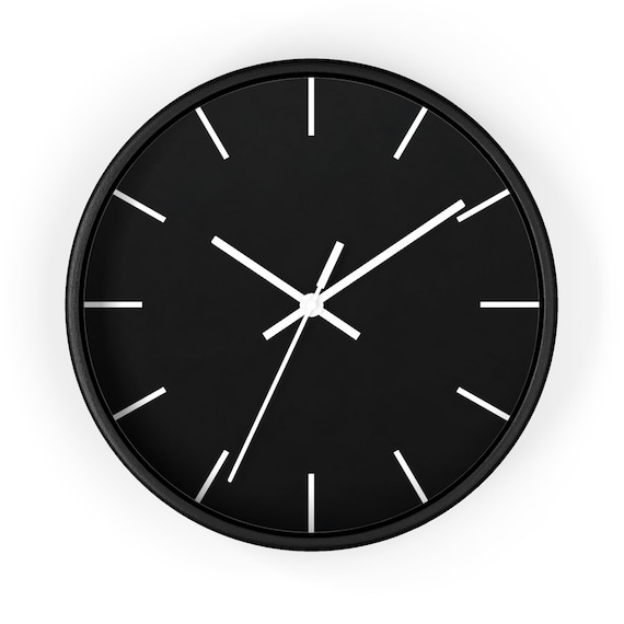 Minimal Black Clock wall clock | Modern Minimalist Home Decor, Silent Quartz
