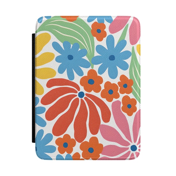 Retro Floral Pattern Kindle Case | Colorful Flower Print Sleeve