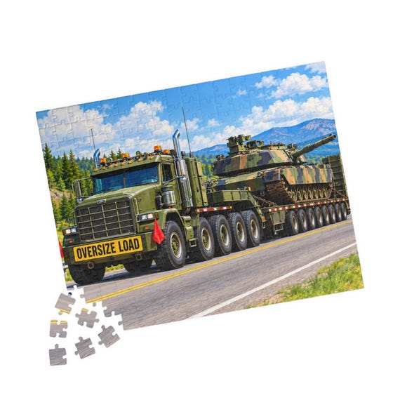 Military Tank Transport Truck Puzzle - Vehicle Enthusiast Gift