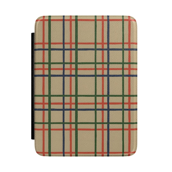 Retro Plaid Pattern Kindle Case | Beige Red Green Blue Plaid Sleeve
