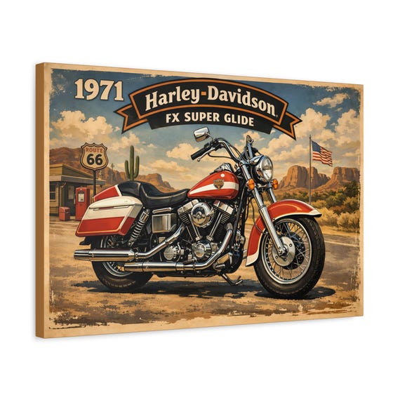 1971 Harley-Davidson FX Super Glide Canvas Print | Vintage Motorcycle Wall Art for Man Cave