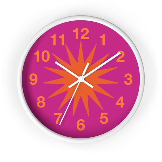 Vibrant Retro Starburst Wall Clock: Colorful Home Decor for Kids Room, Office, Living Room