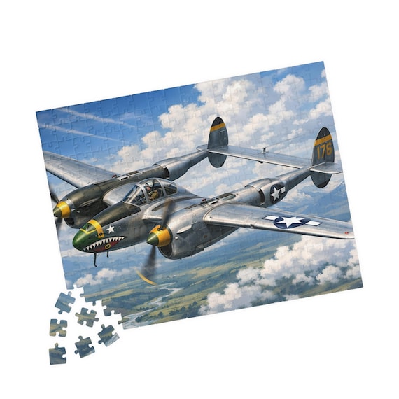 P-38 Lightning Fighter Plane Puzzle 110/252/520 Piece | WWII Aviation Jigsaw