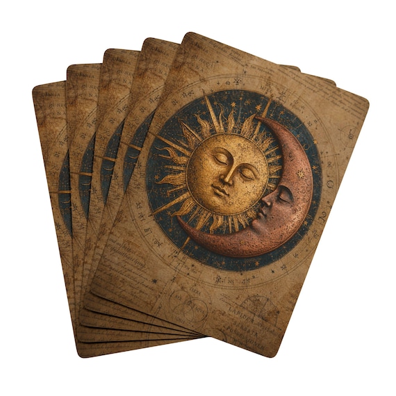 Sun and Moon Vintage Poker Cards – Celestial Tarot Style Deck (300gsm)