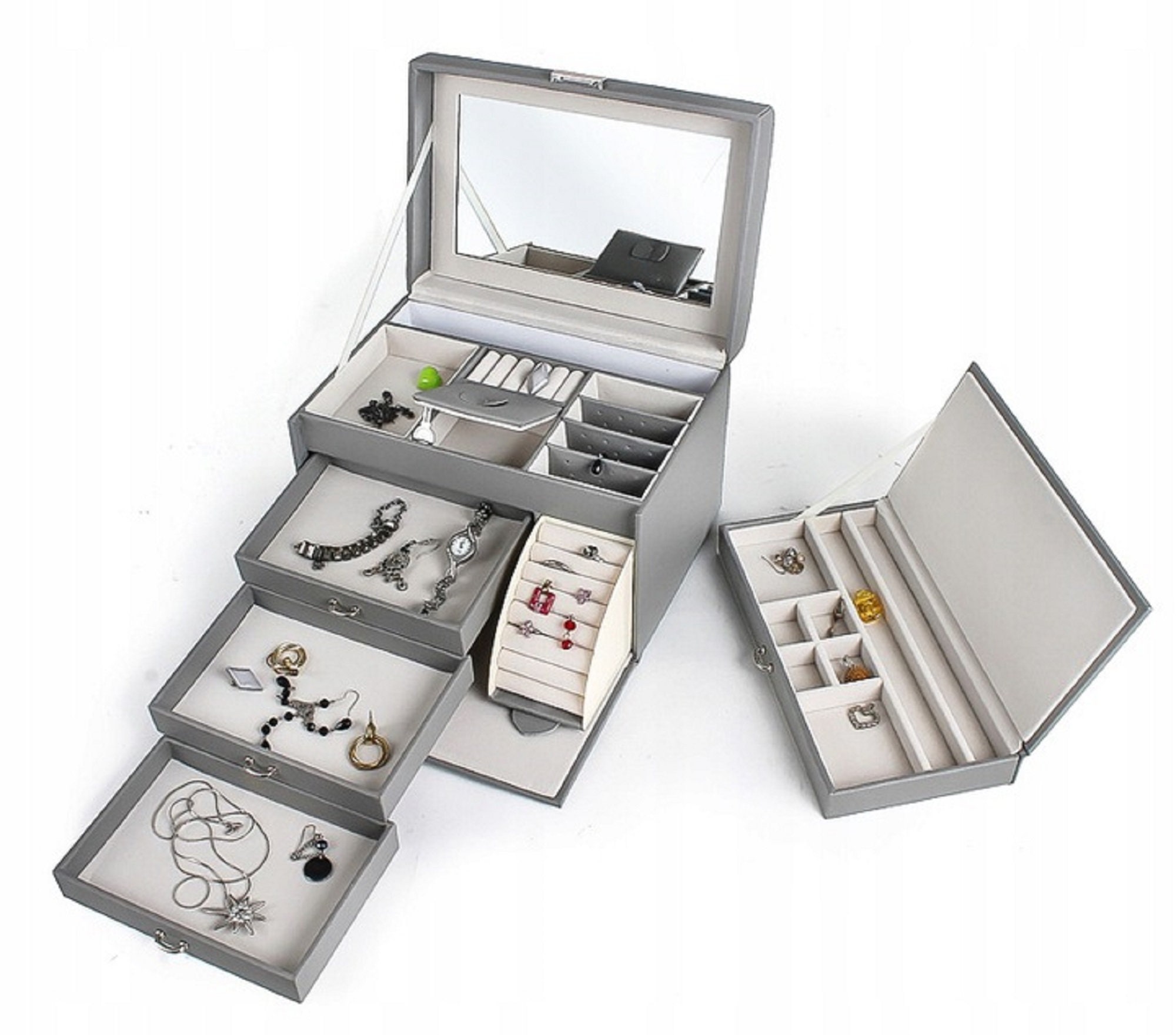 Luxury Grey Jewellery Leatherette Box with an additional Etsy