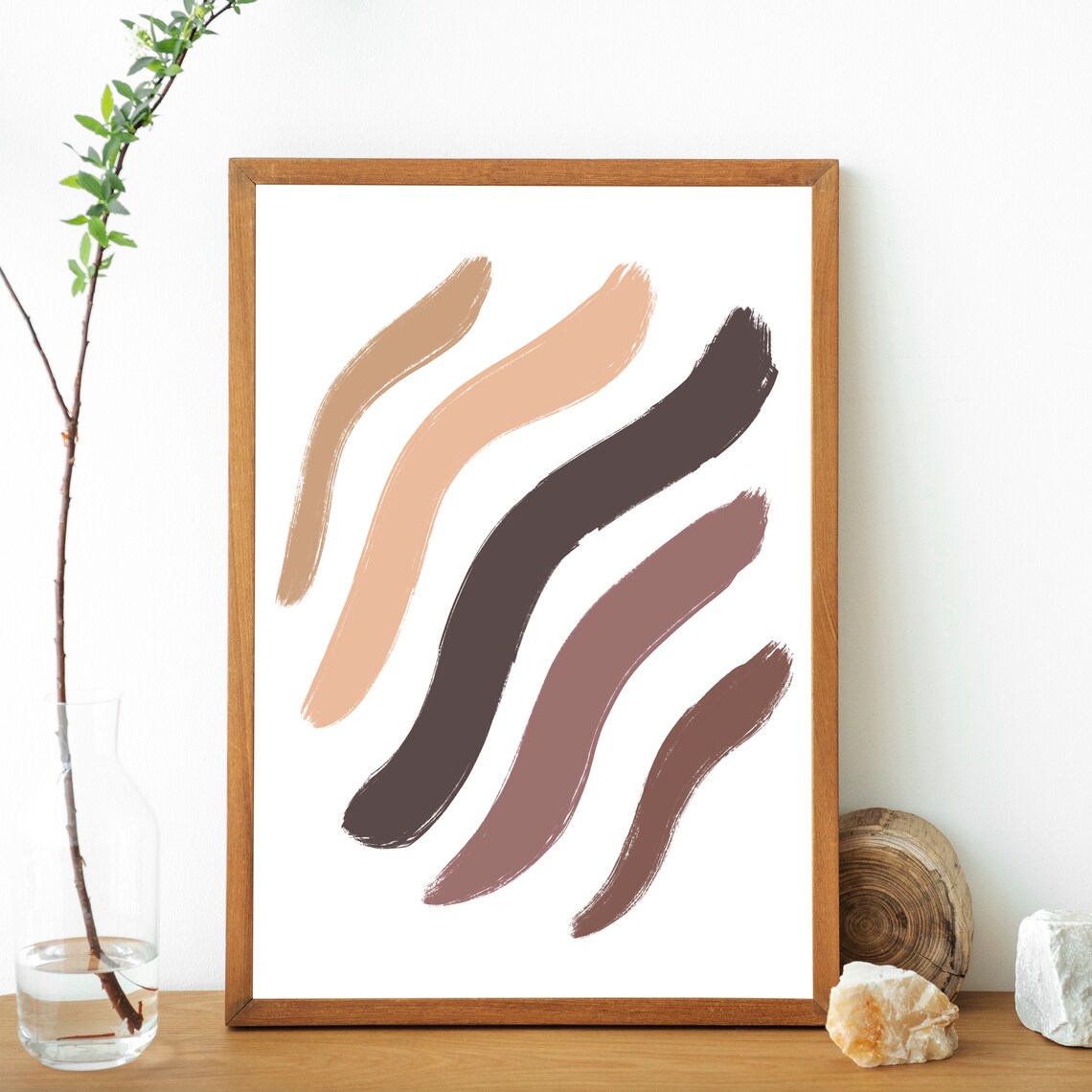 Tan Abstract Printable Wall Art Modern Illustration Art Etsy