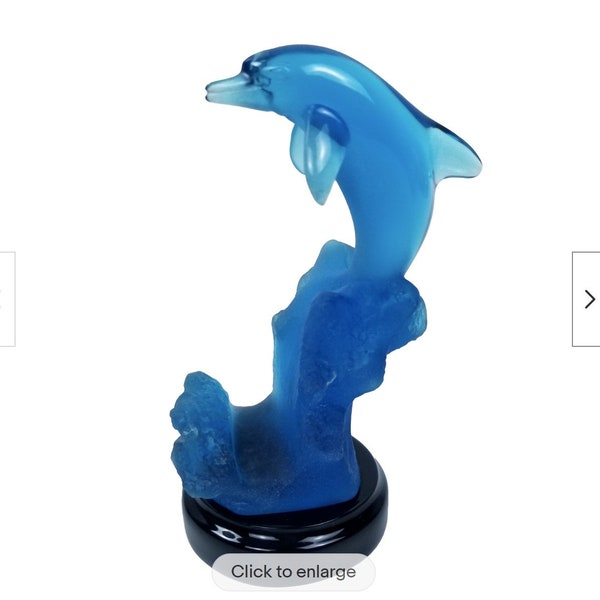 Rare Signed and Dated Lucite Wyland 1990 Dolphin 10" high.