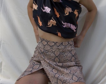 Snake Print Fearless Wrap Skirt with Hidden Shorts