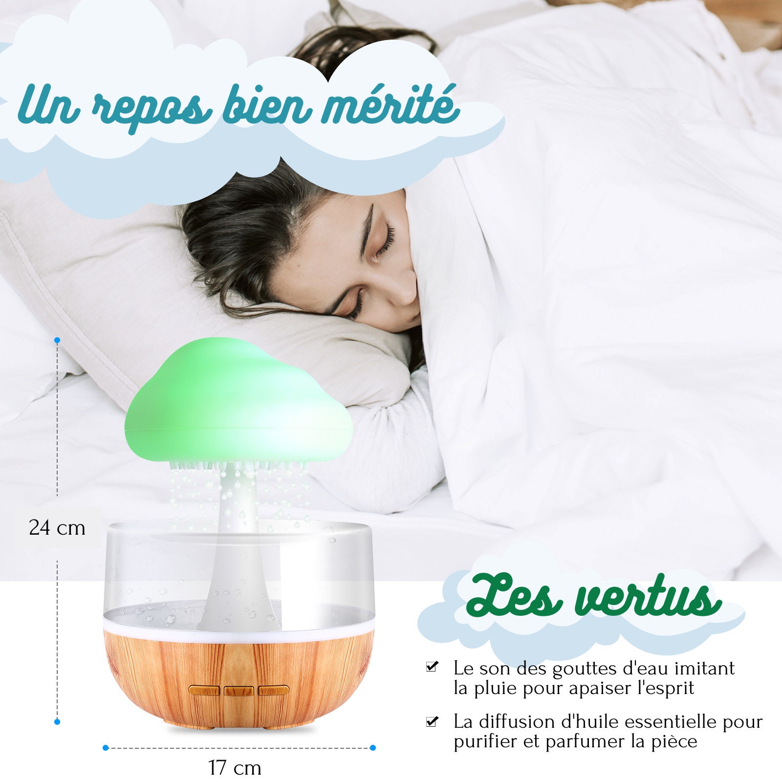 RainLamp™ - Lampe d'aromathérapie humidificateur à gouttes de pluie