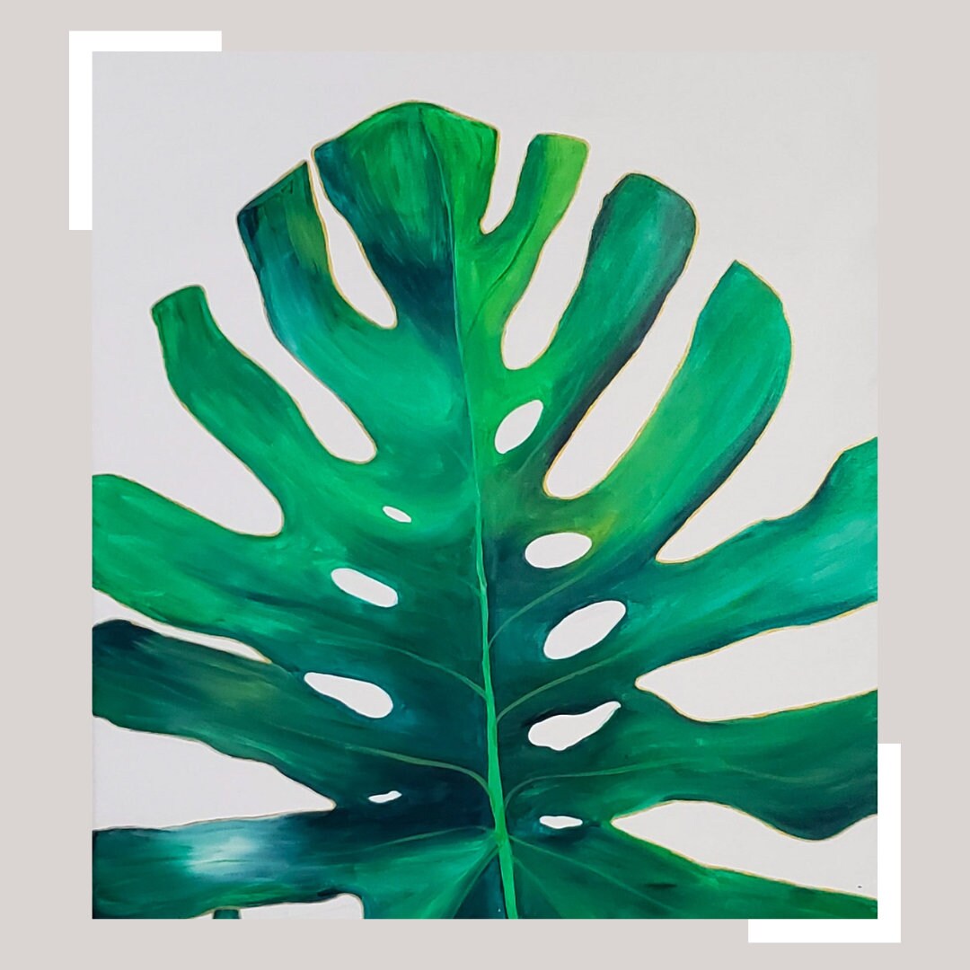 Monstera Leaf Painting: Canvas Art Canvas Print Wall Art Home Decor ...