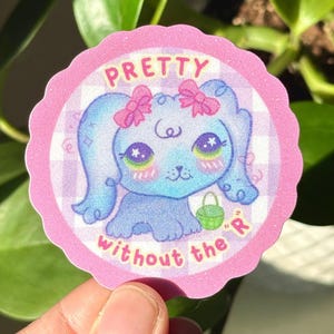 Sticker chien drôle LPS | Sticker scintillant Joli sans le R, Stickers nostalgiques mignons, Sticker esthétique Y2K, Papeterie nostalgique