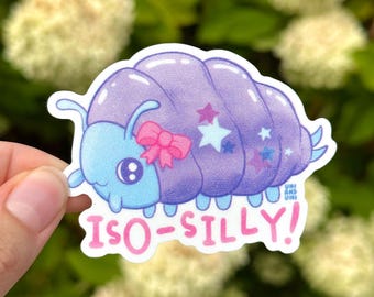 Sticker isopode scintillant : sticker coquette drôle en vinyle imperméable