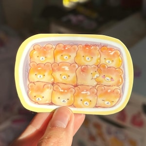 Adesivo impermeabile a forma di orso di pane smooshed / Carino, Kawaii, Estetico, Cottura al forno, Cancelleria Foodimal
