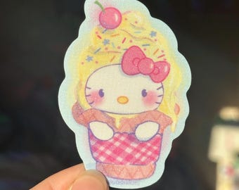 Adesivo gelato Kitty: adesivo impermeabile in vinile glitterato