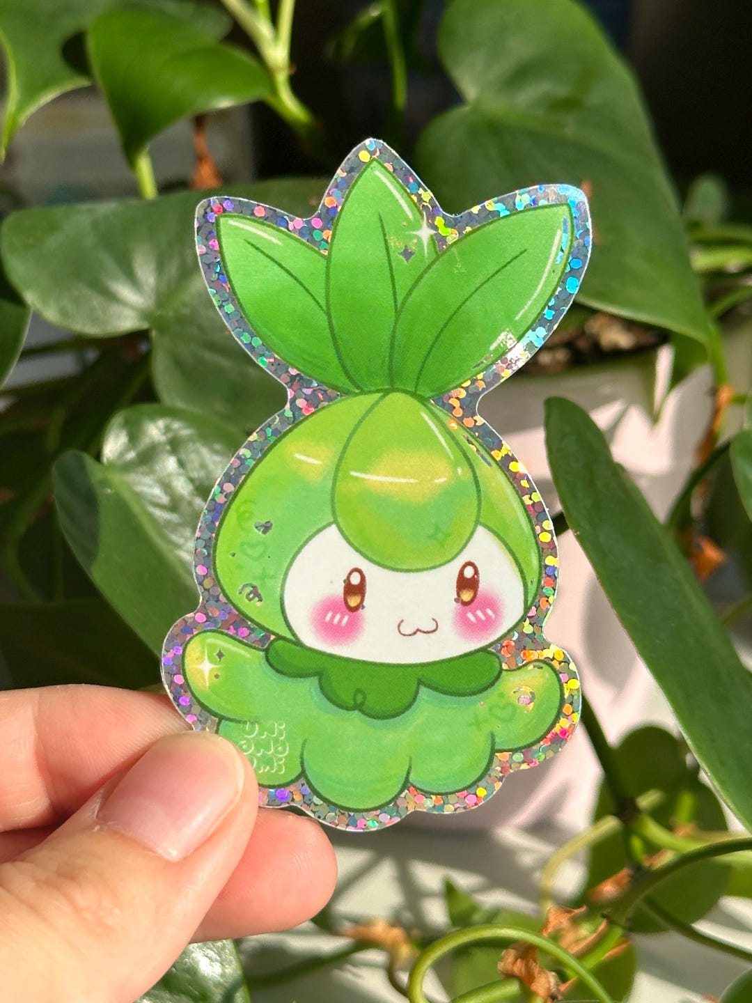 Petal Poke Grass Type Sticker | Waterproof Glitter Sticker, Kawaii ...