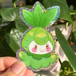 Petal Poke Grass Type Sticker | Waterproof Glitter Sticker, Kawaii Stationery