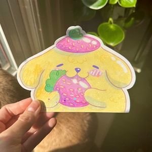 Strawberry Dog Glitter Sticker: Kawaii Anime Car Decal