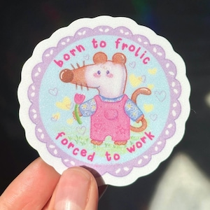 Nostalgic Mouse Sticker: "Born to Frolic" Glitter Waterproof Vinyl Die Cut